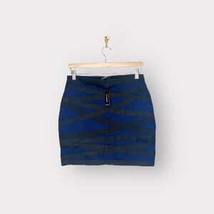 Nwt Express Black & Blue Bodycon Skirt (Sz S)